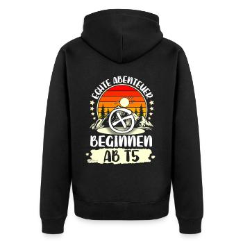 Geocaching Geocacher Geocache - Unisex Premium Bio Zip Hoodie - Schwarz - Hinten - Nico (187cm)