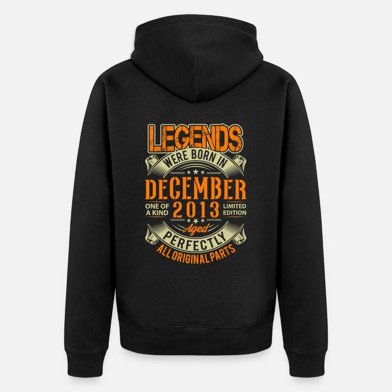 2013 Décembre Birthday Legend - Veste à capuche bio Premium Unisexe - noir