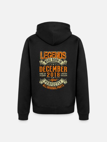 2018 Dezember Geburtstag Legende - Unisex Premium Bio Zip Hoodie - Schwarz