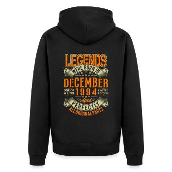 1994 Décembre Birthday Legend - Veste à capuche bio Premium Unisexe - noir - Dos - Nico (187cm)
