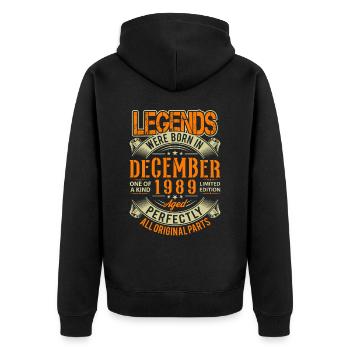 1989 Décembre Birthday Legend - Veste à capuche bio Premium Unisexe - noir - Dos - Nico (187cm)