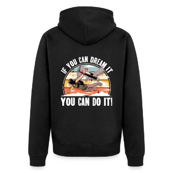 Skydiving Parachuting Parachute - Unisex Premium Organic Zip Hoodie - black - Back - Nico (187cm)