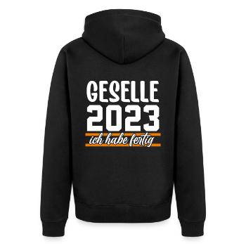 Geselle 2023 Gesellenprüfung - Unisex Premium Bio Zip Hoodie - Schwarz - Hinten - Nico (187cm)