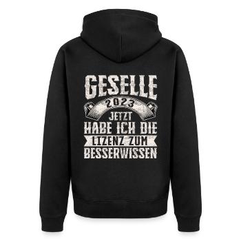 Geselle 2023 Gesellenprüfung - Unisex Premium Bio Zip Hoodie - Schwarz - Hinten - Nico (187cm)