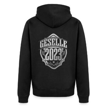 Geselle 2023 Gesellenprüfung - Unisex Premium Bio Zip Hoodie - Schwarz - Hinten - Nico (187cm)