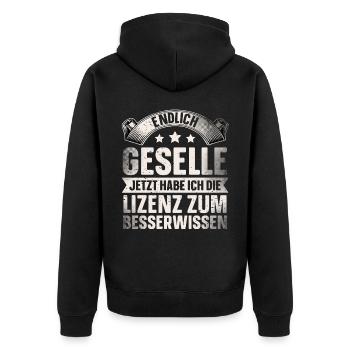 Geselle 2023 Gesellenprüfung - Unisex Premium Bio Zip Hoodie - Schwarz - Hinten - Nico (187cm)