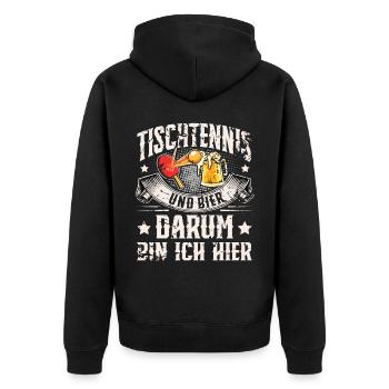 Tischtennis - Unisex Premium Bio Zip Hoodie - Schwarz - Hinten - Nico (187cm)