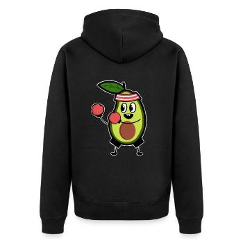 Avocado Boxer Boxen - Unisex Premium Bio Zip Hoodie - Schwarz - Hinten - Nico (187cm)
