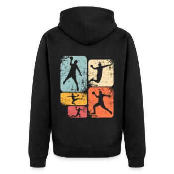Handball Handballer - Unisex Premium Bio Zip Hoodie - Schwarz - Hinten - Nico (187cm)