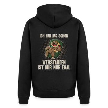 Ich Hab Das Schon Verstanden Ist Mir Nur Egal - Unisex Premium Bio Zip Hoodie - Schwarz - Hinten - Nico (187cm)