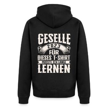 Geselle 2023 Gesellenprüfung - Unisex Premium Bio Zip Hoodie - Schwarz - Hinten - Nico (187cm)