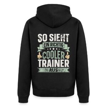 Trainer - Unisex Premium Bio Zip Hoodie - Schwarz - Hinten - Nico (187cm)