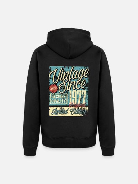 1977 Geburtstag Jahrgang Vintage Retro Legende - Unisex Premium Bio Zip Hoodie - Schwarz