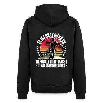 Handball Handballer - Unisex Premium Bio Zip Hoodie - Schwarz - Hinten - Nico (187cm)