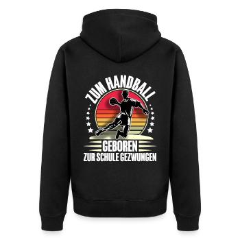 Handball Handballer - Unisex Premium Bio Zip Hoodie - Schwarz - Hinten - Nico (187cm)