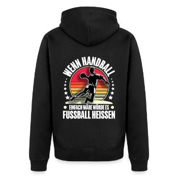 Handball Handballer - Unisex Premium Bio Zip Hoodie - Schwarz - Hinten - Nico (187cm)