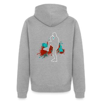 Baseball - Unisex Premium Bio Zip Hoodie - Grau meliert - Hinten - Nico (187cm)