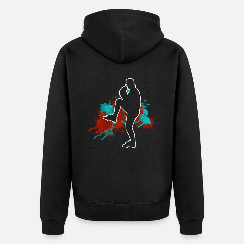 Baseball - Unisex Premium Organic Zip Hoodie - black