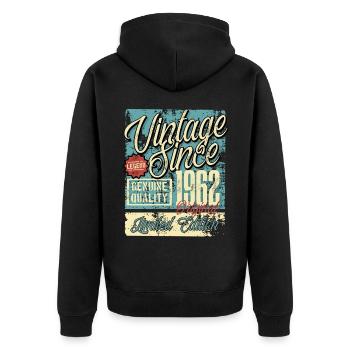 1962 Birthday vintage Retro Legend - Unisex Premium Organic Zip Hoodie - black - Back - Nico (187cm)
