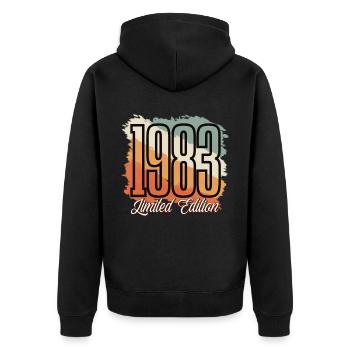 1983 Année de naissance Anniversaire Année de construction Vintage Rétro - Veste à capuche bio Premium Unisexe - noir - Dos - Nico (187cm)
