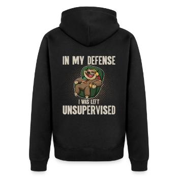 Sloth Pizza Chicken Chill - Unisex Premium Organic Zip Hoodie - black - Back - Nico (187cm)
