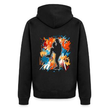 Baseball - Unisex Premium Bio Zip Hoodie - Schwarz - Hinten - Nico (187cm)