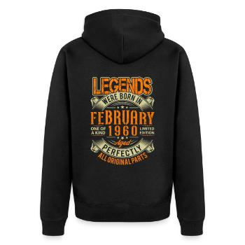1960 Februar Geburtstag Legende - Unisex Premium Bio Zip Hoodie - Schwarz - Hinten - Nico (187cm)