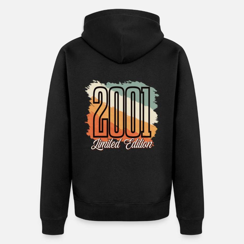 2001 Année de naissance Anniversaire Année de construction Vintage Rétro - Veste à capuche bio Premium Unisexe - noir