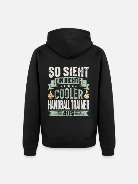 Handballtrainer Handball - Unisex Premium Bio Zip Hoodie - Schwarz