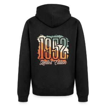 1952 Année de naissance Anniversaire Année de construction Vintage Rétro - Veste à capuche bio Premium Unisexe - noir - Dos - Nico (187cm)