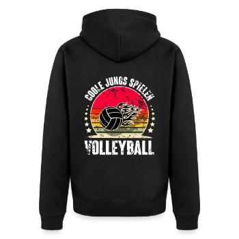 Volleyball - Unisex Premium Bio Zip Hoodie - Schwarz - Hinten - Nico (187cm)