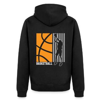 Basketball Basketballer - Unisex Premium Bio Zip Hoodie - Schwarz - Hinten - Nico (187cm)