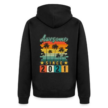 2021 Anniversaire Naissance Année de naissance millésime - Veste à capuche bio Premium Unisexe - noir - Dos - Nico (187cm)