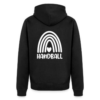 Handball Handballer - Unisex Premium Bio Zip Hoodie - Schwarz - Hinten - Nico (187cm)