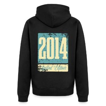 2014 Anniversaire de naissance Année de naissance - Veste à capuche bio Premium Unisexe - noir - Dos - Nico (187cm)