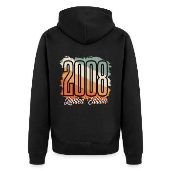 2008 Année de naissance Anniversaire Année de construction Vintage Rétro - Veste à capuche bio Premium Unisexe - noir - Dos - Nico (187cm)