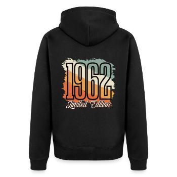 1962 Année de naissance Anniversaire Année de construction Vintage Rétro - Veste à capuche bio Premium Unisexe - noir - Dos - Nico (187cm)