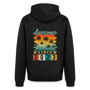 2023 Geboren Geburtstag Geburtsjahr Vintage - Unisex Premium Bio Zip Hoodie - Schwarz - Hinten - Nico (187cm)