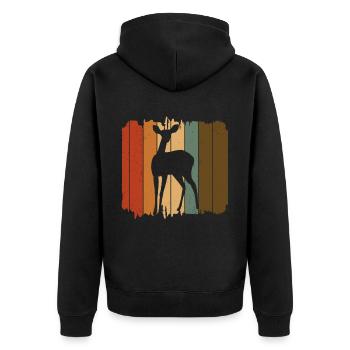 Reh - Unisex Premium Bio Zip Hoodie - Schwarz - Hinten - Nico (187cm)