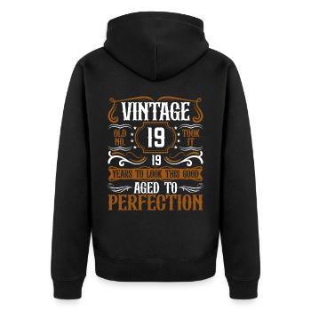 19th Birthday Vintage Retro - Unisex Premium Organic Zip Hoodie - black - Back - Nico (187cm)
