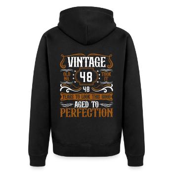 48th Birthday Vintage Retro - Unisex Premium Organic Zip Hoodie - black - Back - Nico (187cm)