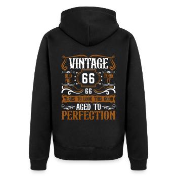 66th Birthday Vintage Retro - Unisex Premium Organic Zip Hoodie - black - Back - Nico (187cm)