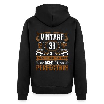 31e anniversaire Vintage Rétro - Veste à capuche bio Premium Unisexe - noir - Dos - Nico (187cm)