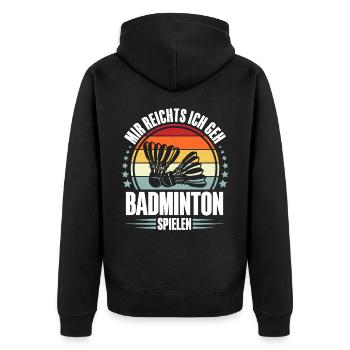 Badminton - Unisex Premium Bio Zip Hoodie - Schwarz - Hinten - Nico (187cm)