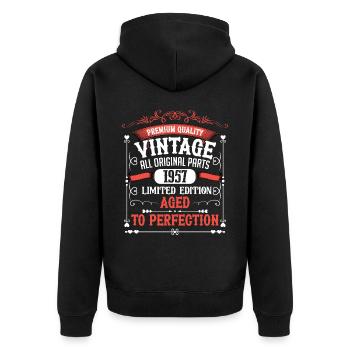 1957 Année de naissance Né Anniversaire Vintage - Veste à capuche bio Premium Unisexe - noir - Dos - Nico (187cm)