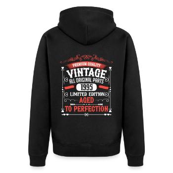 1995 Année de naissance Naissance Anniversaire Vintage - Veste à capuche bio Premium Unisexe - noir - Dos - Nico (187cm)