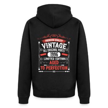 1996 Année de naissance Né Anniversaire Vintage - Veste à capuche bio Premium Unisexe - noir - Dos - Nico (187cm)