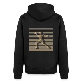 Handball Handballer - Unisex Premium Bio Zip Hoodie - Schwarz - Hinten - Nico (187cm)