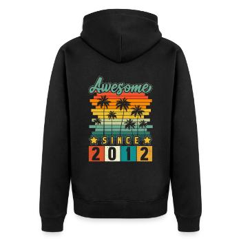 2012 Geboren Geburtstag Geburtsjahr Vintage - Unisex Premium Bio Zip Hoodie - Schwarz - Hinten - Nico (187cm)