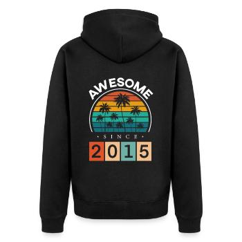 2015 Anniversaire Né Année de naissance millésime - Veste à capuche bio Premium Unisexe - noir - Dos - Nico (187cm)